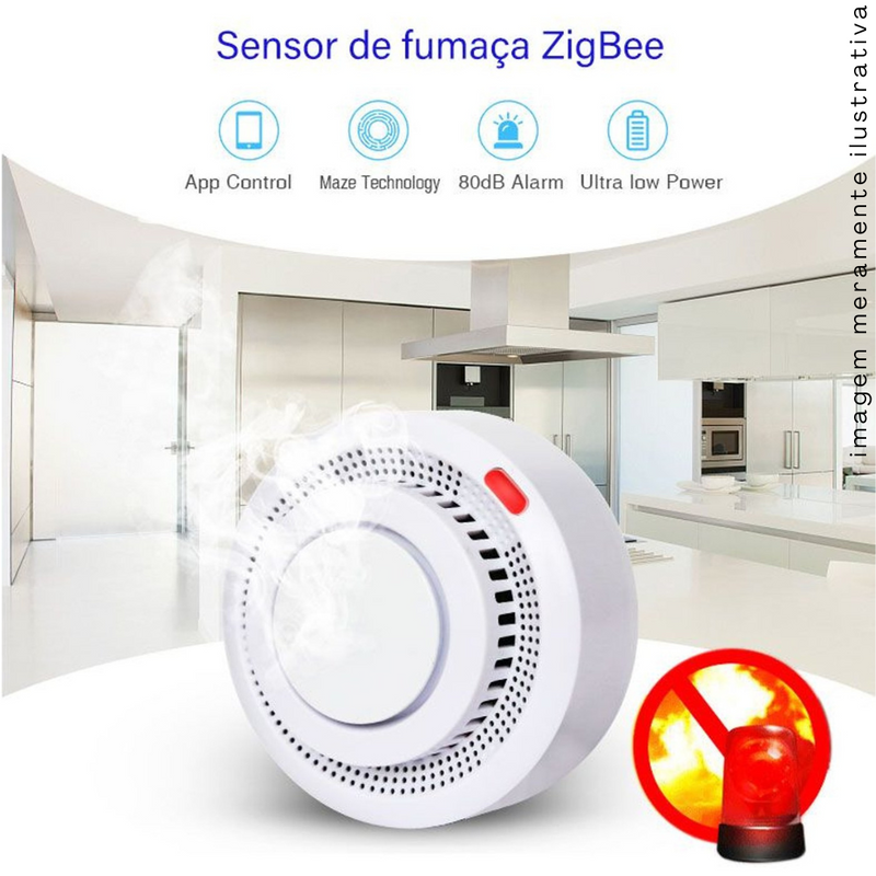 Sensor de Fumaça Inteligente Zigbee Segurança Residencial com Alerta em Tempo Real  - Novadigital