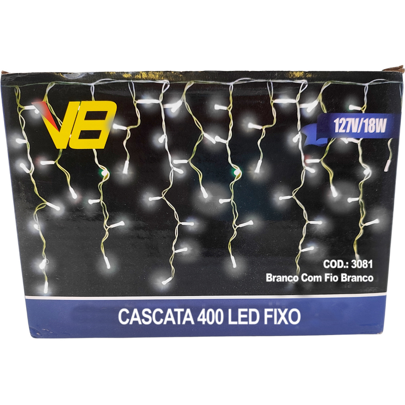 Cascata Fio de LED Branco 110V Fixa - Iluminação com 200 ou 400 LEDs