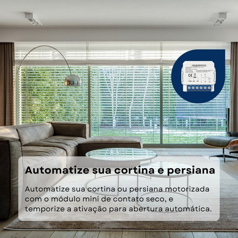 Módulo Mini Contato Seco Wi-Fi Automação Residencial Portões de Garagem Campainha Cortinas e Persianas Motorizadas - Novadigital