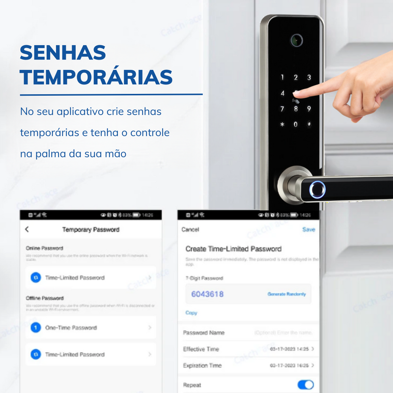 Fechadura com Câmera Inteligente Wi-Fi Segurança Controle pelo Aplicativo e Abertura por Biometria- Novadigital