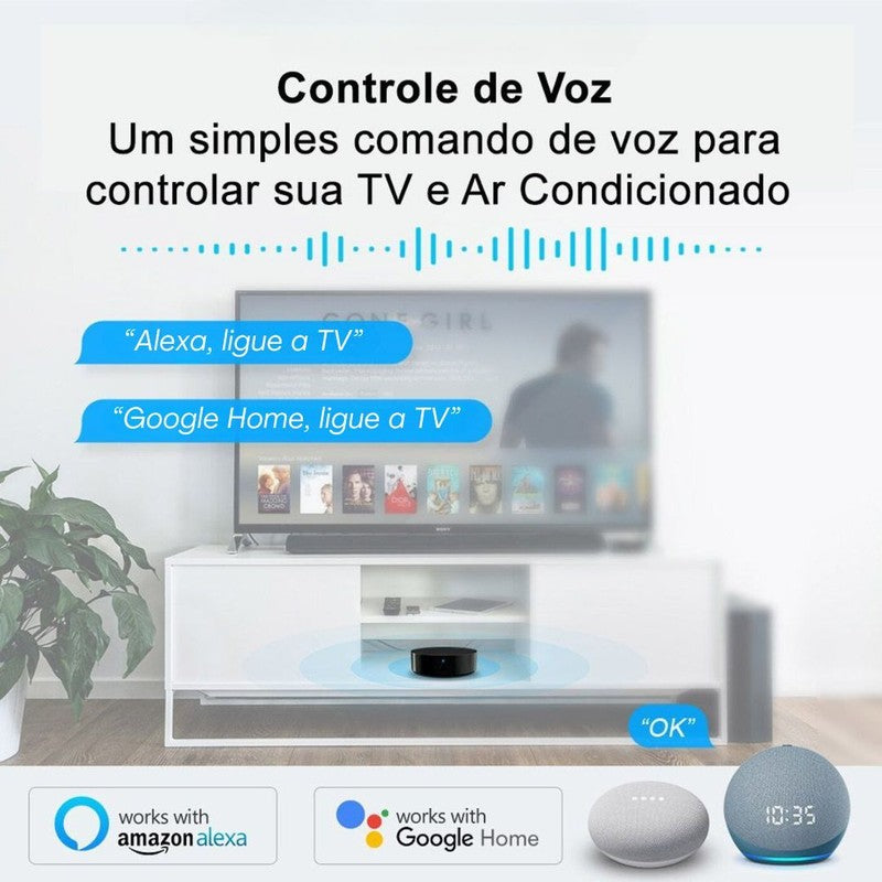 Controle Inteligente Infravermelho Radiofrequência Automação Wi-Fi Comandos de Voz TV Ar-Condicionado - Novadigital