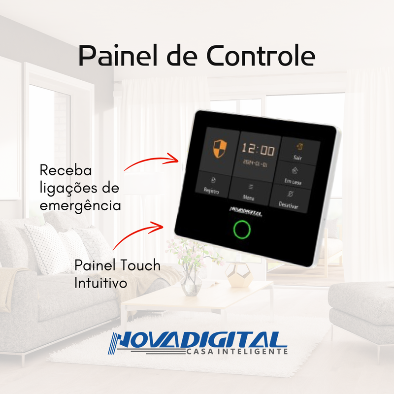 Sistema Alarme Inteligente Wifi Painel Monitor Remoto Ligações Emergêncial - Novadigital