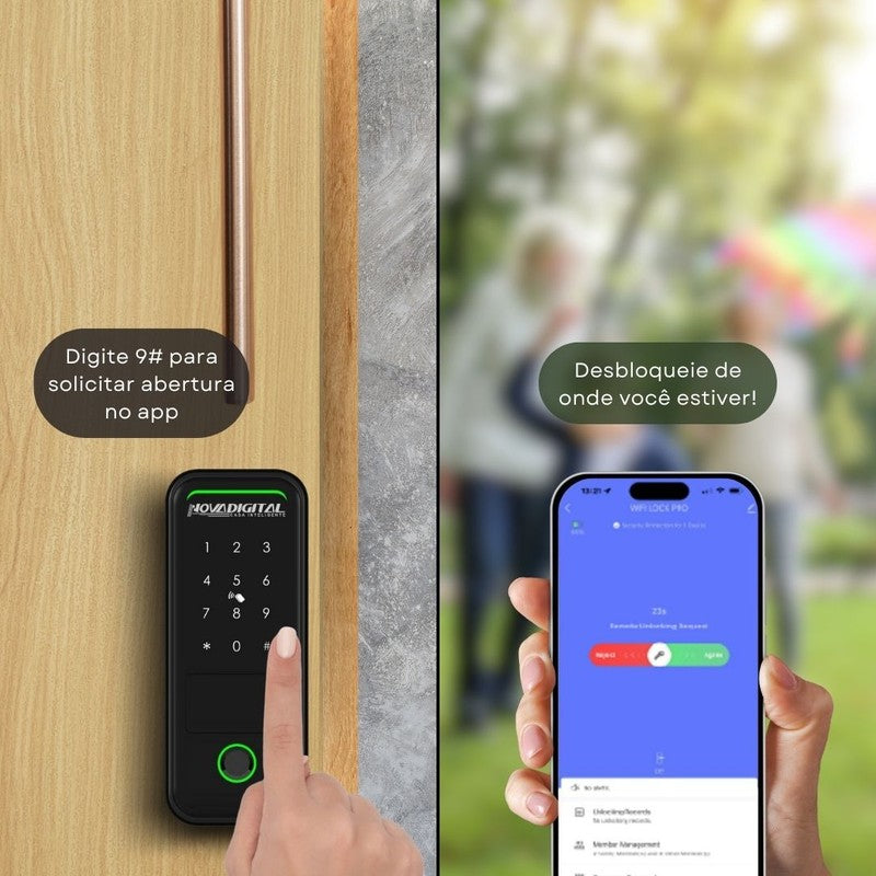 Fechadura Inteligente Wi-Fi de Sobrepor Acesso Remoto e Segurança Avançada para Seu Lar - Novadigital