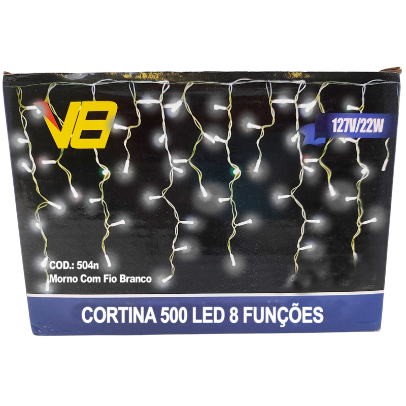 Cortina Fio de LED Amarelo 500 LEDs - 8 Funções para Natal e Festas