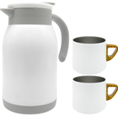 Garrafa Térmica Inox 900ml com 2 Canecas Vedação Antivazamento