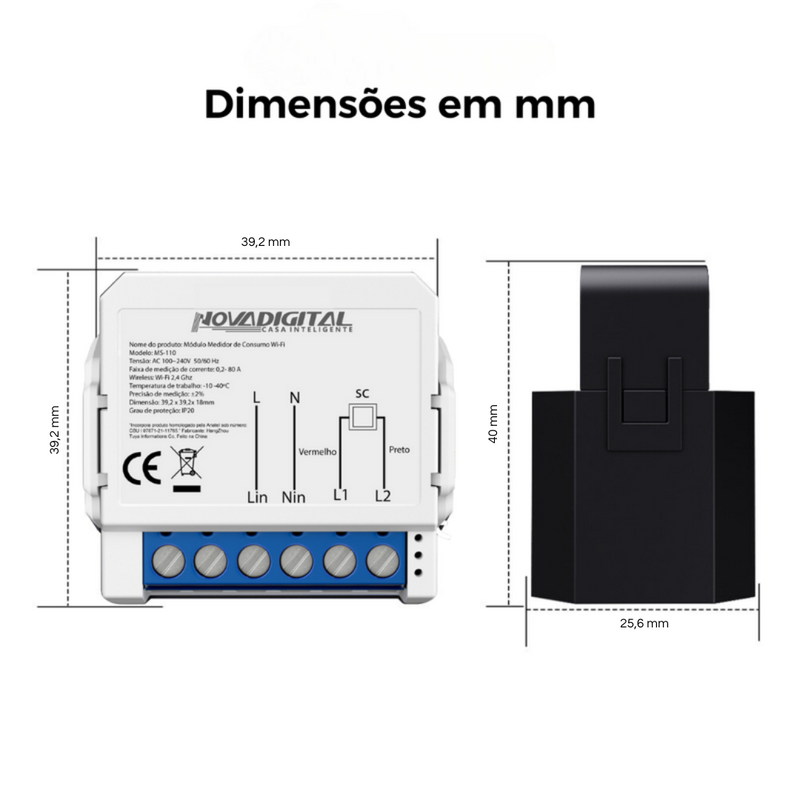 Módulo Medidor de Consumo Wi-Fi Controle Inteligente e Economia de Energia para sua Casa - Novadigital