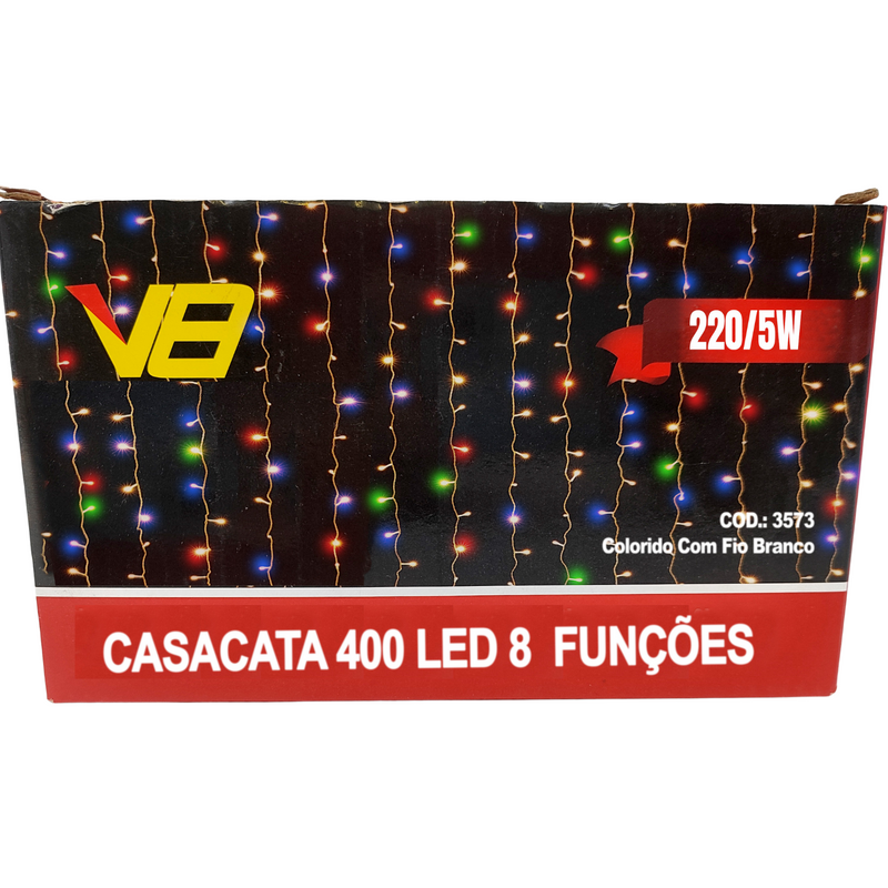 Cascata Fio 400 LEDs Coloridos - 8 Funções Modelos 110V e 220V