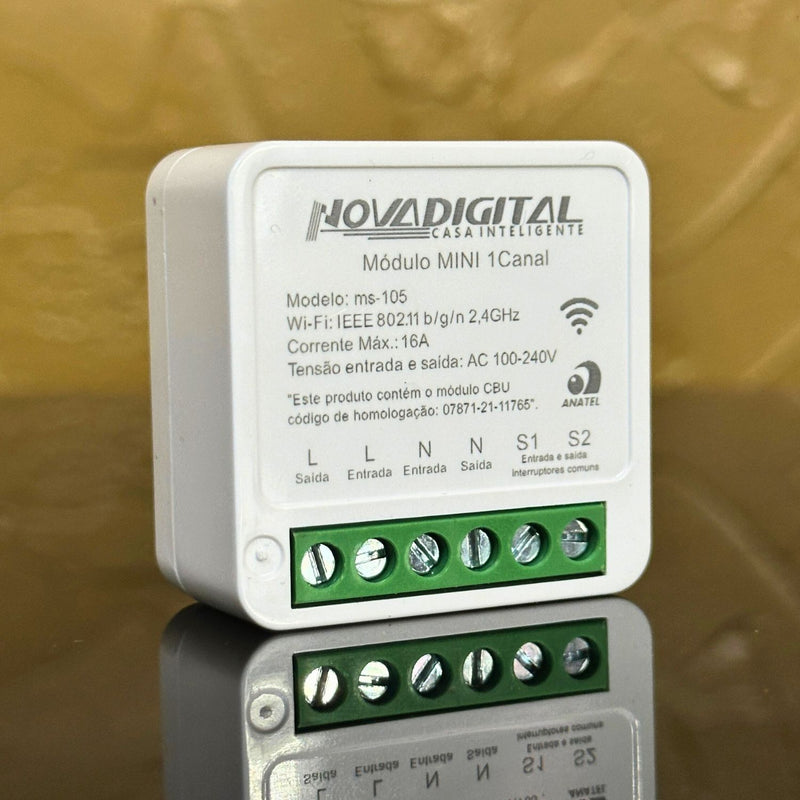 Módulo Mini 1 Canal Wi-fi Branco Casa Inteligente - Novadigital