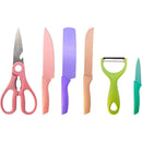 Kit de Facas Coloridas com Tesoura e Descascador Aço Inoxidável