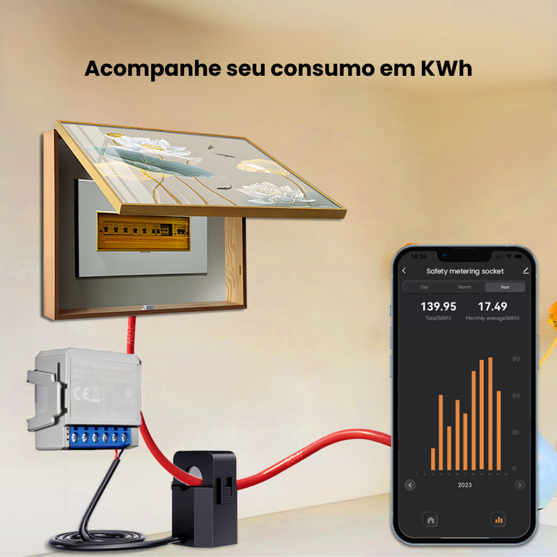 Módulo Medidor de Consumo Wi-Fi Controle Inteligente e Economia de Energia para sua Casa - Novadigital