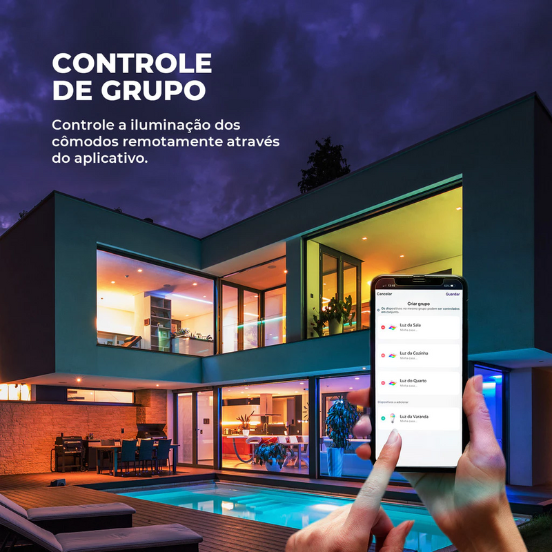 Lâmpada Inteligente Wi-Fi 15W RGB Controle por Voz  Iluminação Dimerizável - Novadigital