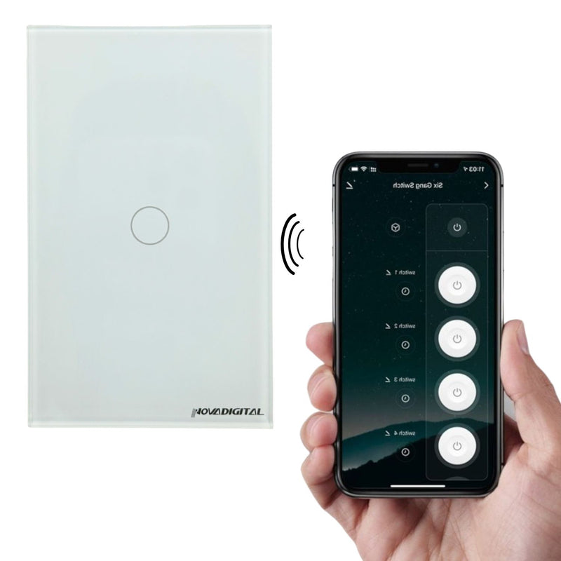 Interruptor Touch Wi-Fi com 1/2/3/4 Botões Casa Inteligente Branco - Novadigital