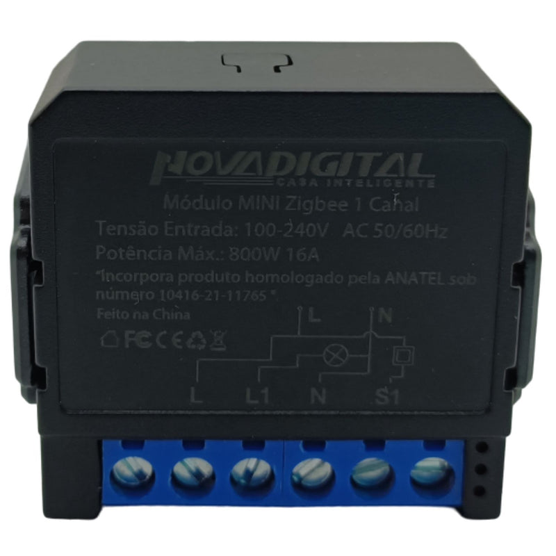 Módulo Zigbee Mini 1/2/3/4 Canais Preto para Automação Residencial - Novadigital