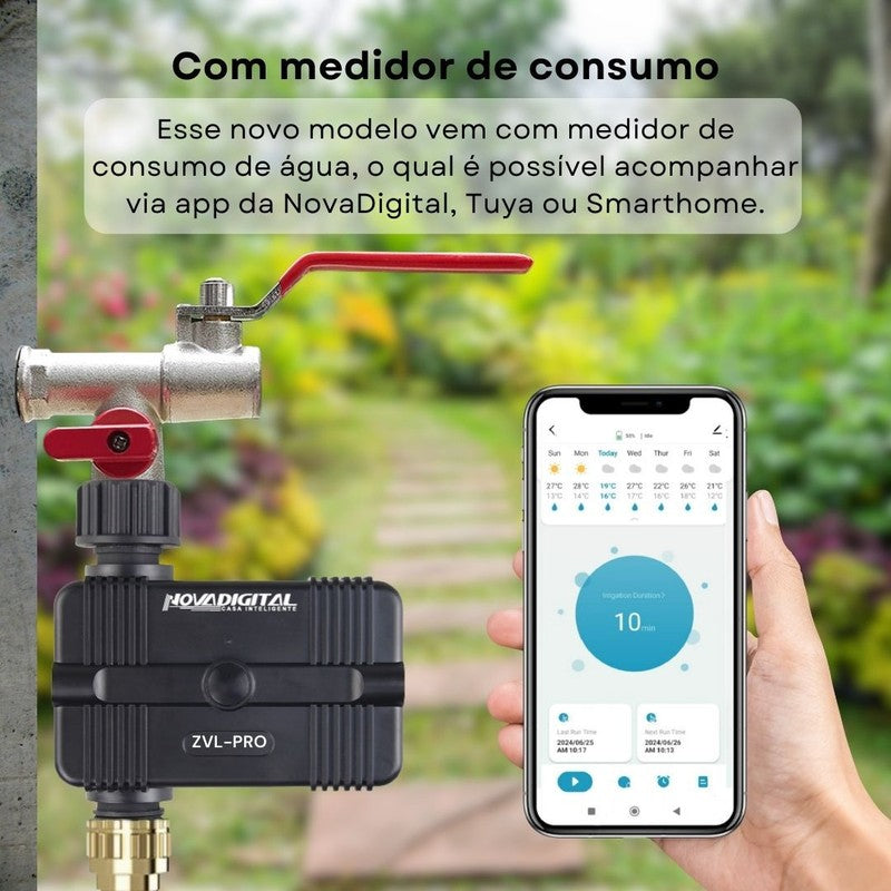 Vávula Inteligente Zigbee Automatize Sua Irrigação com Medidor de Consumo - Novadigital