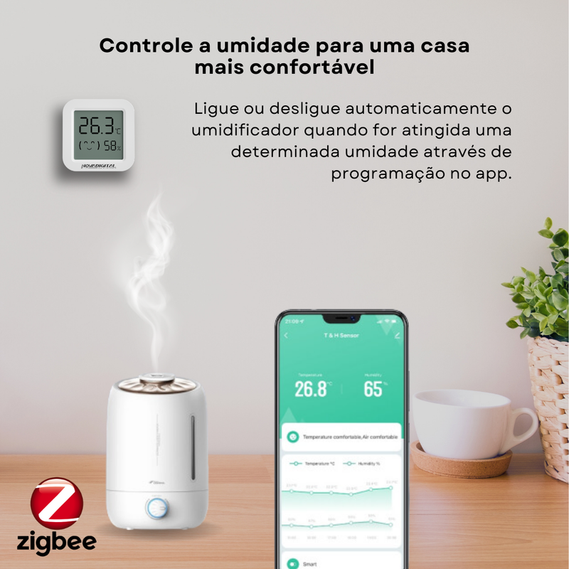 Sensor Zigbee de Temperatura e Umidade com Display – Novadigital