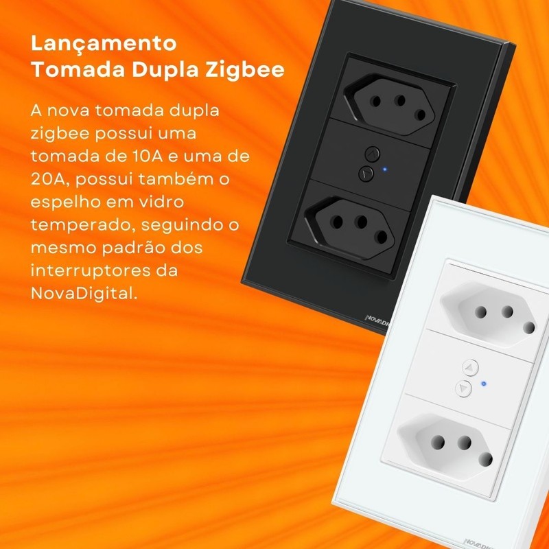 Tomada Inteligente Zigbee Controle Pelo Aplicativo Compatível com Alexa e Google Assistente - Novadigital