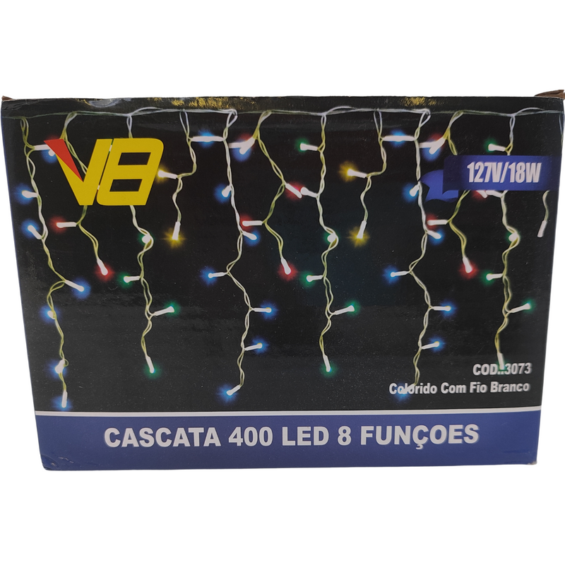 Cascata Fio 400 LEDs Coloridos - 8 Funções Modelos 110V e 220V