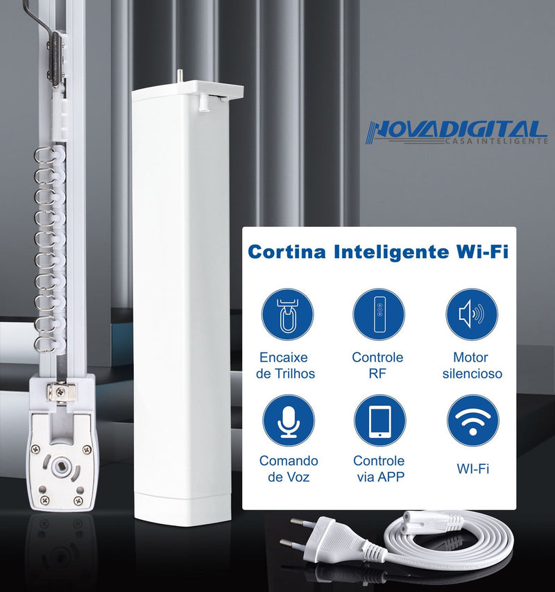 Cortina Inteligente Wi-Fi Controle Pelo Aplicativo Abre e Fecha Automático - Novadigital