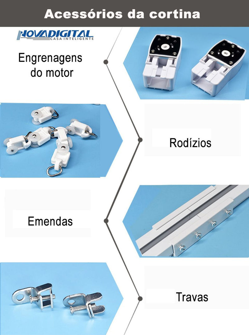 Cortina Inteligente Wi-Fi Controle Pelo Aplicativo Abre e Fecha Automático - Novadigital