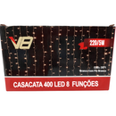 Cascata de Fio com 400 LEDs Branco - 8 Funções de Iluminação 110V 220V 9,5m