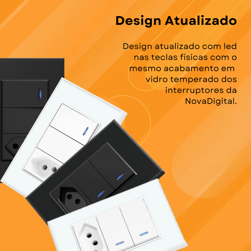 Interruptor Tecla Fisica Zigbee com Tomada Integrada Controle via Alexa e Google Assistente – Novadigital