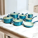 Conjunto de Panelas 7 Peças Zurich Antiaderente Azul Soft Touch + Utensílios de Silicone de Cozinha