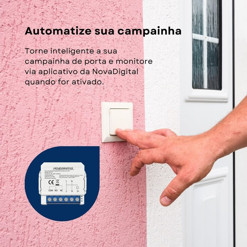 Módulo Mini Contato Seco Wi-Fi Automação Residencial Portões de Garagem Campainha Cortinas e Persianas Motorizadas - Novadigital