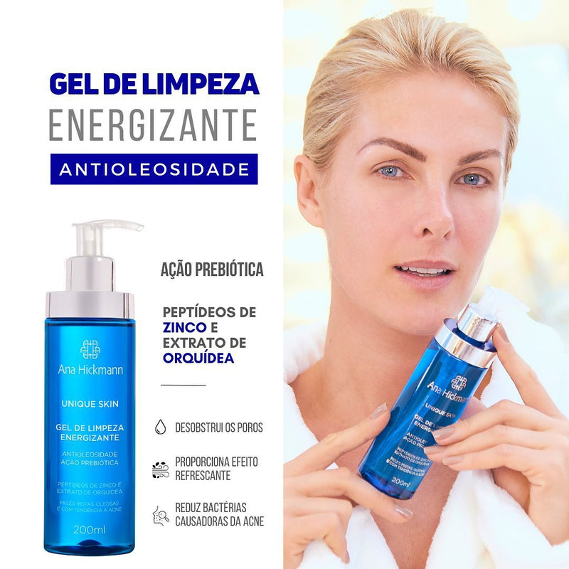 Gel de Limpeza Energizante Antioleosidade Skincare Controle de Oleosidade Limpeza Profunda Antiacne e Pele Radiante - Ana Hickmann