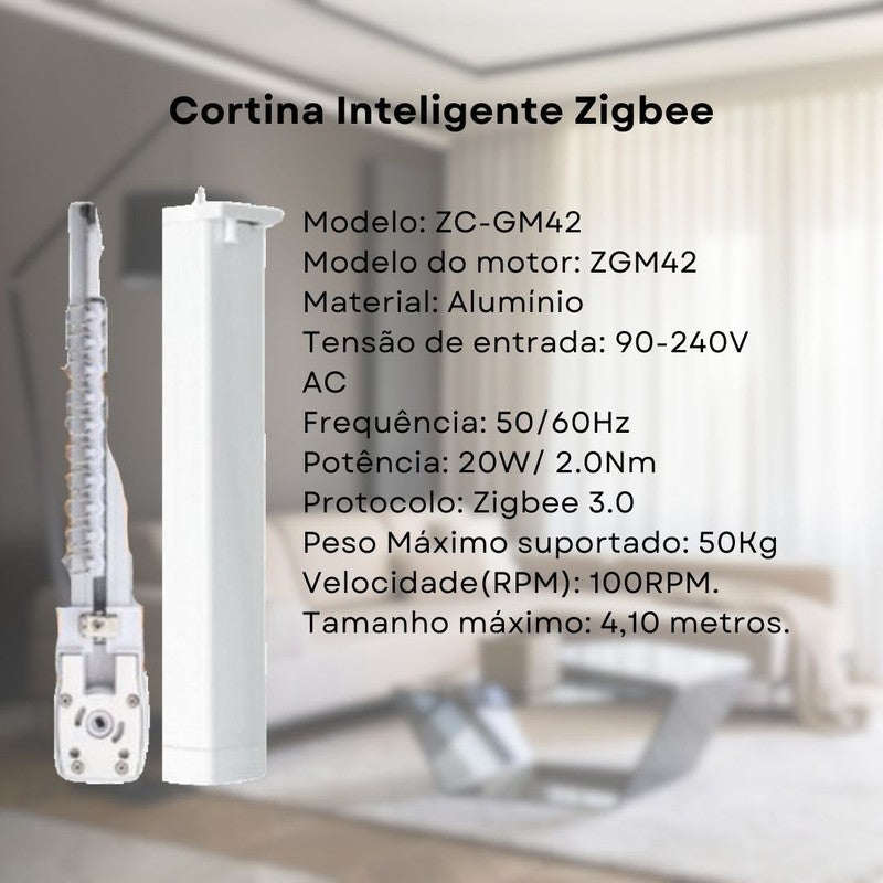 Cortina Inteligente Zigbee Controle por App Programação de Horários - Novadigital