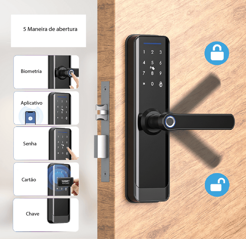 Fechadura Inteligente Wi-Fi Biometria Segurança e Controle via App Novadigital