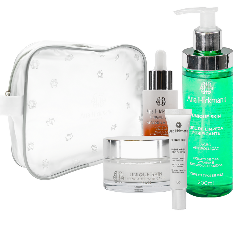 Kit Skin Care Gel de Limpeza + Hidratante Matificante Diurno FPS 30 + Sérum Vitamina C + Creme Área dos Olhos - Ana Hickmann