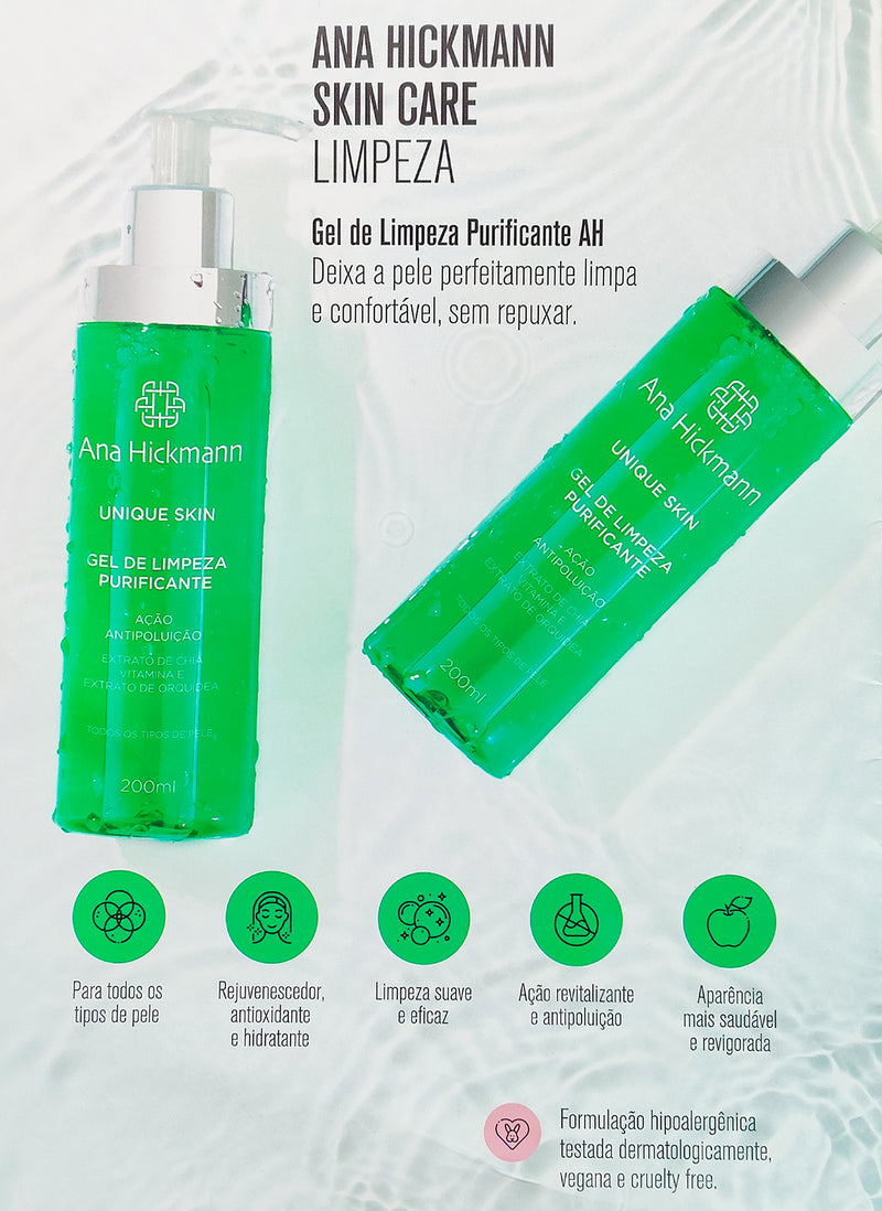 Gel de Limpeza Purificante Skincare Limpeza Suave Proteção Antipoluição Pele Sensíveis - Ana Hickmann