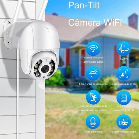 Câmera IP Wi-Fi Externa Rotativa HD 1080p com 2 Antenas Visão Noturna Áudio e Detecção de Movimento