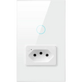 Interruptor com Tomada Inteligente 1 e 2 Botões Touch Zigbee 4x2 Preto e Branco - Novadigital