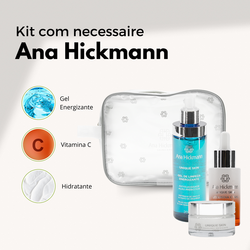 Kit Skin Care Gel de Limpeza Antioleosidade + Hidratante Matificante Diurno FPS 30 + Sérum Vitamina C - Ana Hickmann