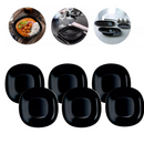 Conjunto de Pratos de Vidro Quadrado Preto 28x2,5cm Resistente Design Elegante Robusto Moderno