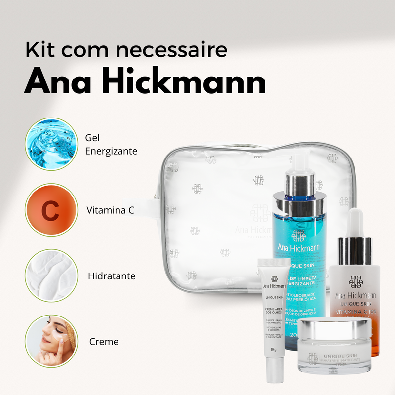 Kit Skin Care Gel de Limpeza Antioleosidade + Hidratante Matificante Diurno FPS 30 + Sérum Vitamina C + Creme Área dos Olhos  - Ana Hickmann