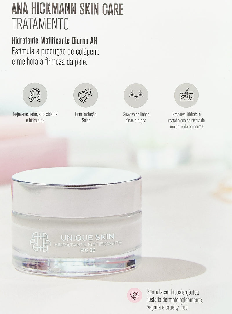 Hidratante Matificante Diurno FPS 30 Skincare Hidratação Proteção Solar Efeito Matte Antioxidante - Ana Hickmann