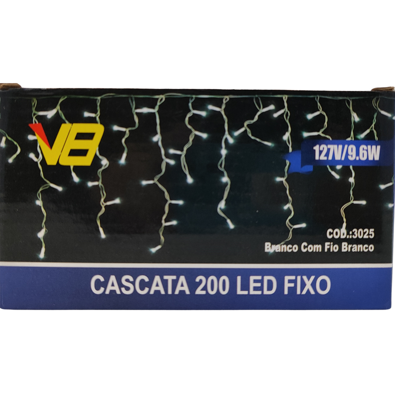 Cascata Fio de LED Branco 110V Fixa - Iluminação com 200 ou 400 LEDs