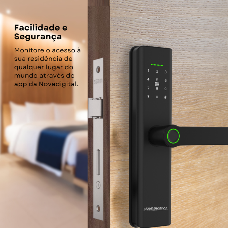 Fechadura Inteligente Slim Wi-Fi Design Moderno Compacto Controle pelo Aplicativo - Novadigital