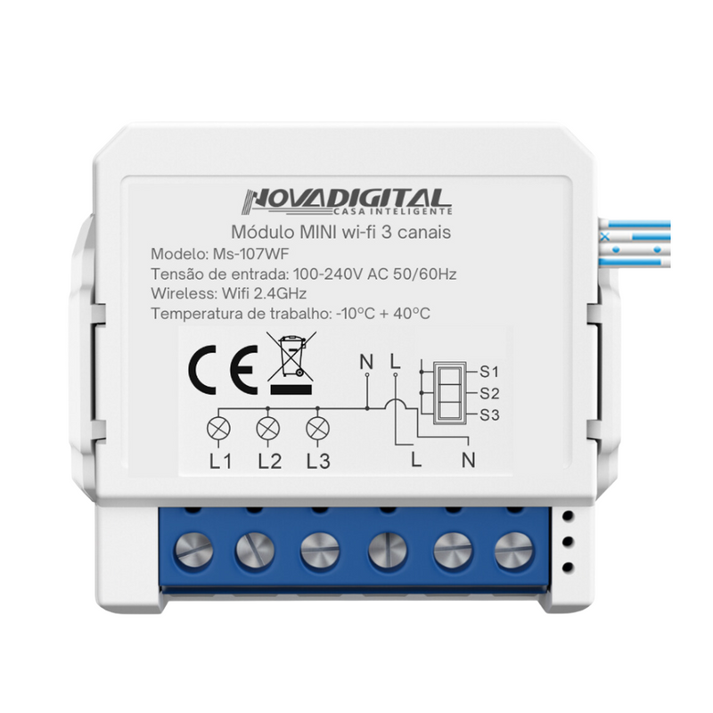 Módulo Mini Inteligente 2/3/4 canais Branco Wi-Fi - Novadigital