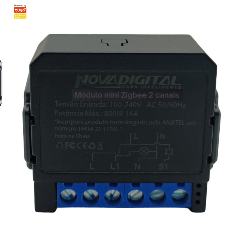 Módulo Zigbee Mini 1/2/3/4 Canais Preto para Automação Residencial - Novadigital