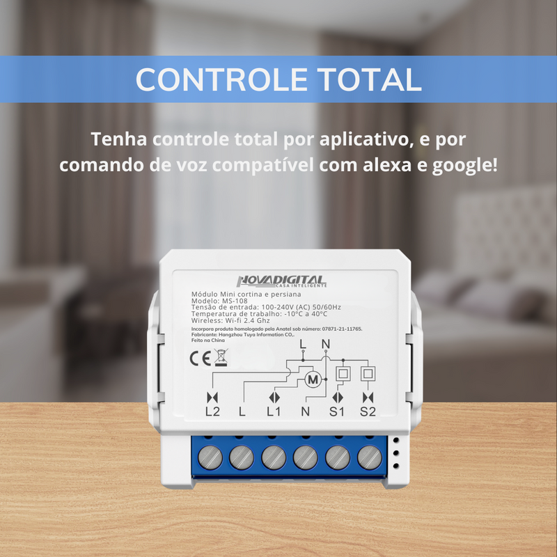 Módulo Mini Automação Cortina e Persiana Wi-Fi - NovaDigital