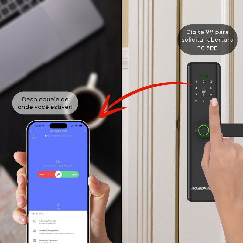 Fechadura Inteligente Slim Wi-Fi Design Moderno Compacto Controle pelo Aplicativo - Novadigital