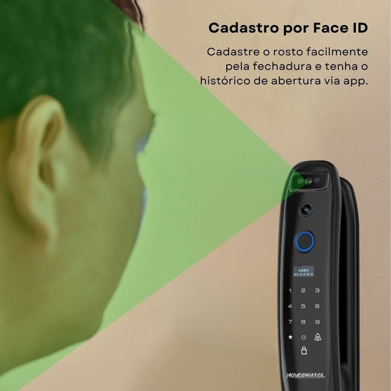 Fechadura Inteligente Wi-Fi com Câmera Desbloqueio com Reconhecimento Facial e Controle por Aplicativo- Novadigital