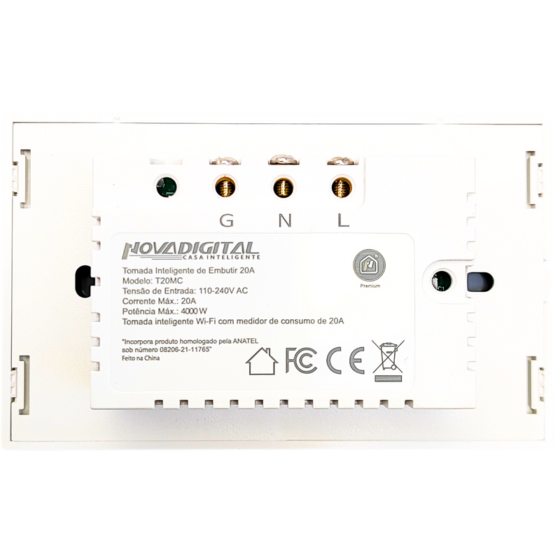 Tomada de Embutir Inteligente Wi-Fi  T20A - Novadigital