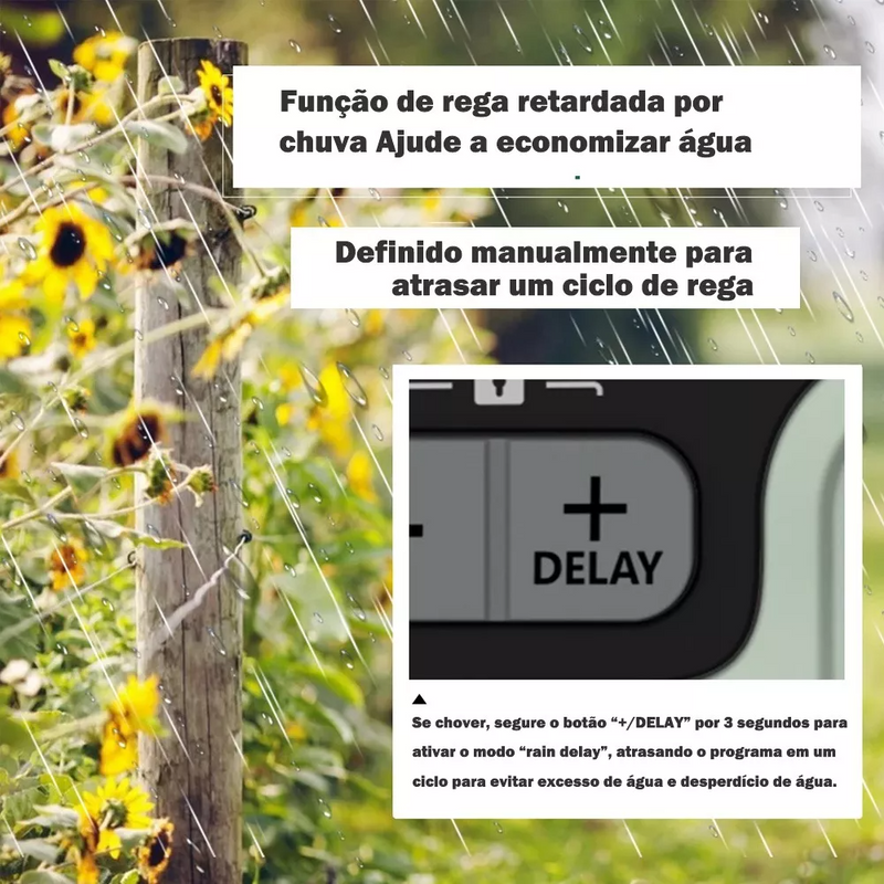 Temporizador Digital de Irrigação MDC-033 Controle Preciso e Economia de Água para Jardins e Hortas