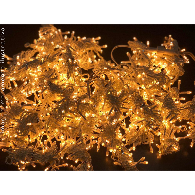 Cortina de Fio com 500 LEDs Amarelos, 220V e 8 Funções – Iluminação Decorativa Perfeita para Festas e Eventos