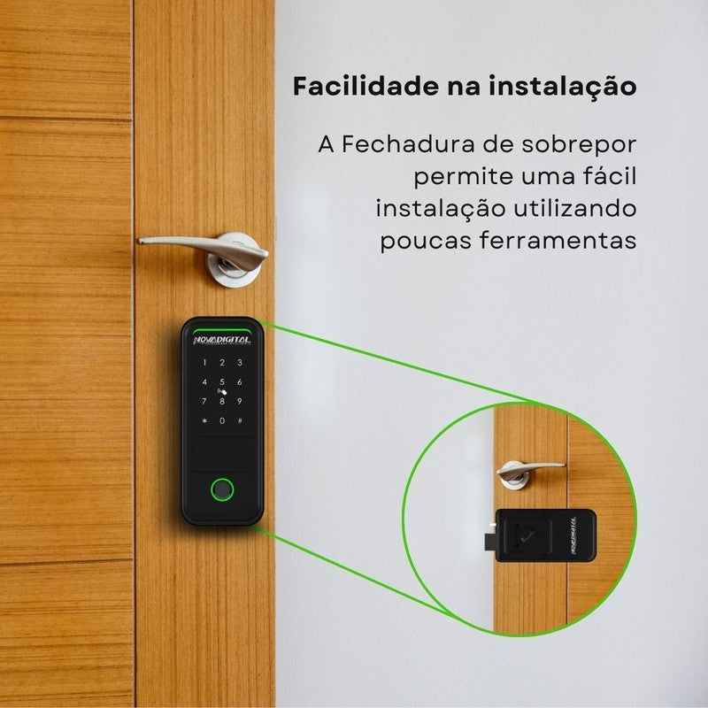 Fechadura Inteligente Wi-Fi de Sobrepor Acesso Remoto e Segurança Avançada para Seu Lar - Novadigital