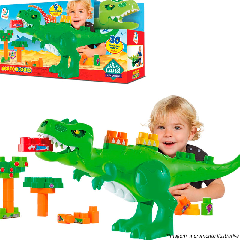 Brinquedo Baby Land Dino Jurassico 30 Blocos - Cardoso Toys